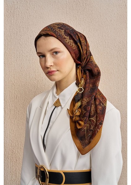 Kahverengi Ed Scarf Vision Art Collection Verse Eşarp