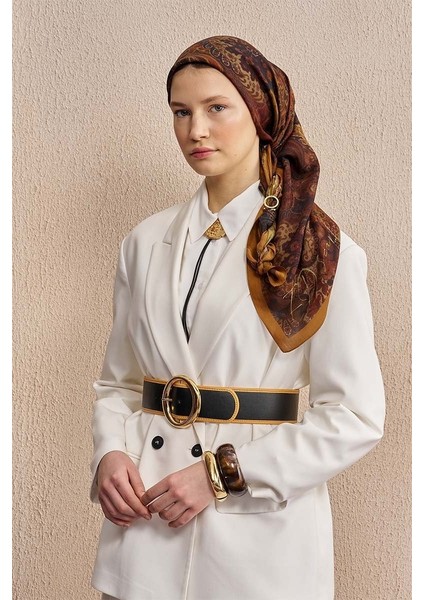 Kahverengi Ed Scarf Vision Art Collection Verse Eşarp modelleri