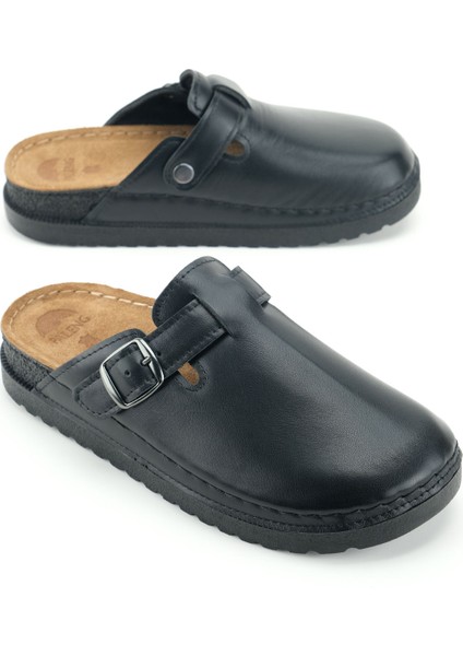 Kadın Kışlık Iç Dış Hakiki Deri Rahat Taban Tek Kemer Ayarlanabilir Ev Bahçe Terlik