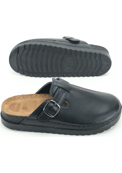 Kadın Kışlık Iç Dış Hakiki Deri Rahat Taban Tek Kemer Ayarlanabilir Ev Bahçe Terlik indirimleri