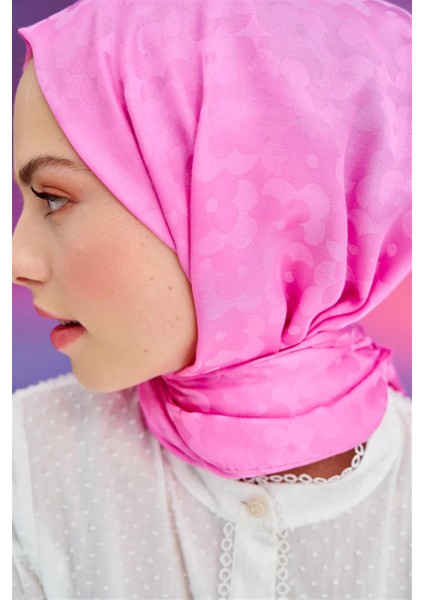 Çiçek Desen Jakar Italyan Ipekli Şal Pembe modelleri