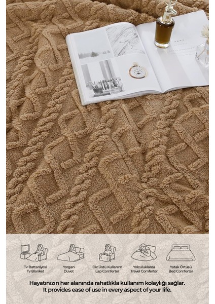 Pufly Jakar Sherpa Battaniye Seti Çift Kişilik 3 Parça Yumuşak Peluş Wellsoft Yatak Örtüsü modelleri