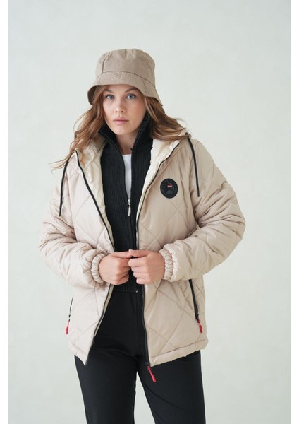 Su ve Rüzgar Geçirmez Jel Elyaflı Kapitone Cepli Spor Mont