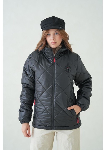 Su ve Rüzgar Geçirmez Jel Elyaflı Kapitone Cepli Spor Mont