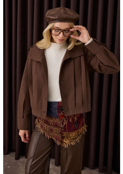 Kısa Pileli Ceket Acı Kahve fiyatları