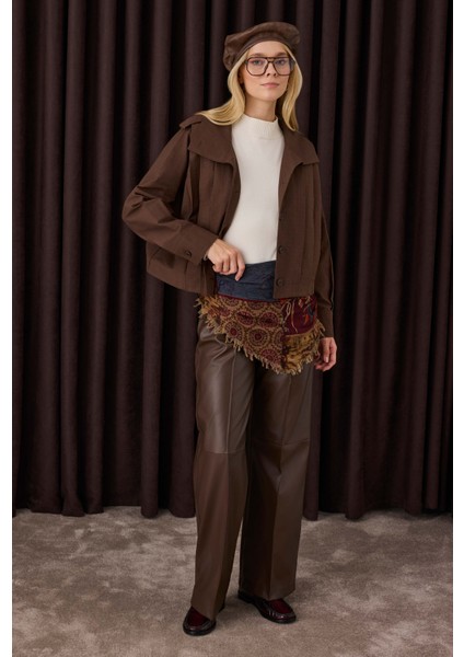 Kısa Pileli Ceket Acı Kahve indirimleri