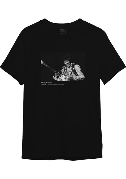 Jimi Hendrix Falkoner Centret Copenhagen 1969 Tişört - Siyah