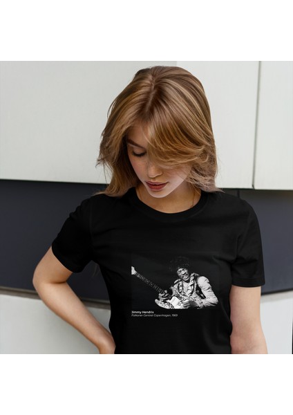 Jimi Hendrix Falkoner Centret Copenhagen 1969 Tişört - Siyah fiyatları