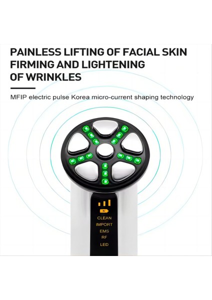 Mikro Akım Yüz Cihazı Yüz Kaldırma Makinesi Boyun Cildini Sıkma Masajı LED Işık Terapisi Titreşim Güzellik Aracı Beyaz (Yurt Dışından)