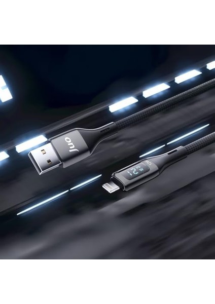 Juo 12W Dijital LED Ekranlı Usb-A To Lightning iPad Örgülü Hızlı Şarj ve Data Kablosu 2 Metre fiyatları