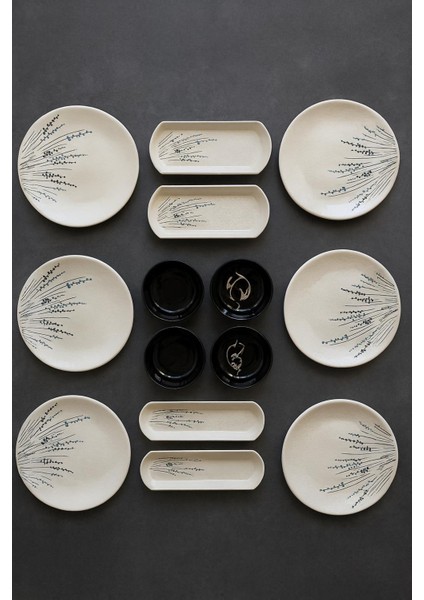 Noah Exclusıve Seramık 6 Kısılık Pamuk Çiçeği 14 Parca Seramık Kahvaltı Takımı