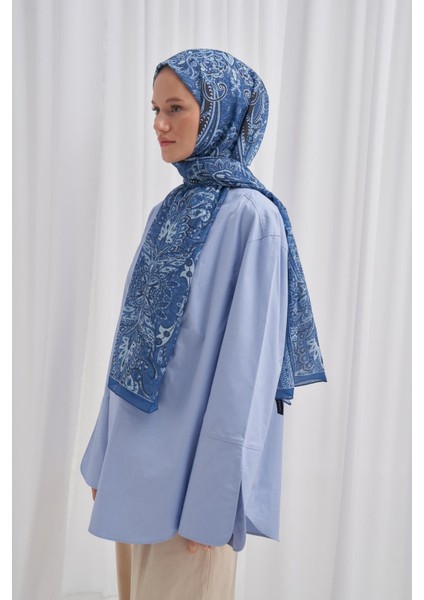 Nilla Pamuklu Şal Diamond Mavi