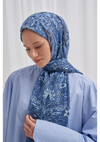 Nilla Pamuklu Şal Diamond Mavi