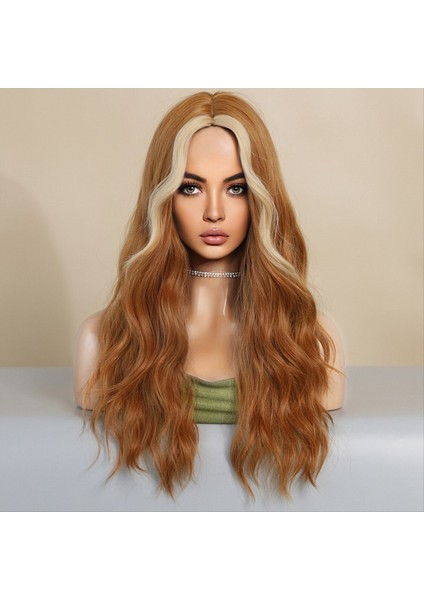 Sonbahar Yaprak Sarı 70CM Peruk Uzun Kıvırcık Saç Ortamı Ayrıldı Bangs Baş Kapalı Kimyasal Elyaf Simülasyon Peruk (Yurt Dışından) fırsatları