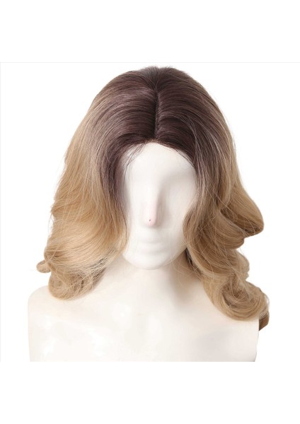Avrupa ve Amerika Birleşik Devletleri Şık Peruk Ön Dantelli Büyük Dalga Perukları Kimyasal Elyaf Peruk Kadınlar Orta Bölüm Peruk (Yurt Dışından) modelleri