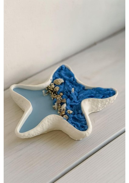 Yıldızı Tabakta Okyanus Soya Mum – 3 Fitilli, Deniz Temalı Tasarım