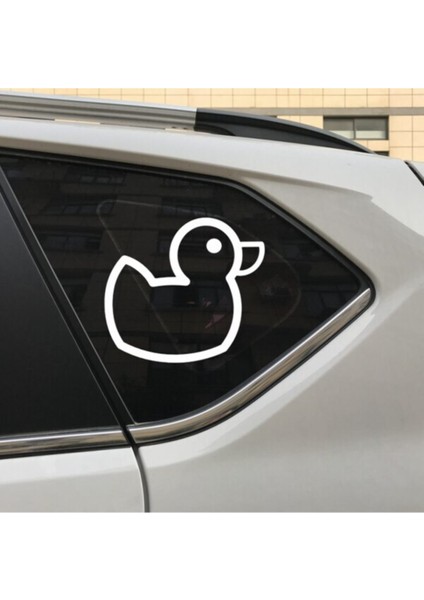 Karikatür Sevimli Ördek Tasarım Oto Cam Özel Yeni Sticker Beyaz 15*10 cm