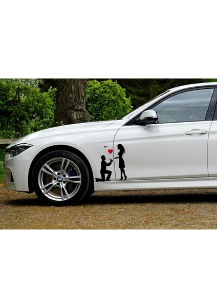 Kalpli Sevgiliye Teklif Oto Özel Yeni Sticker Siyah 18*15 cm