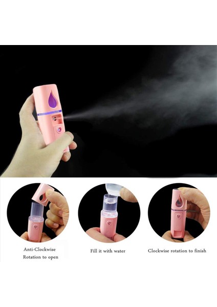 6x Taşınabilir Nano Yüz Mister Mini Yüz Vapur Atomizasyon Ayna Pembesi ile Uzantılar (Yurt Dışından) indirimleri