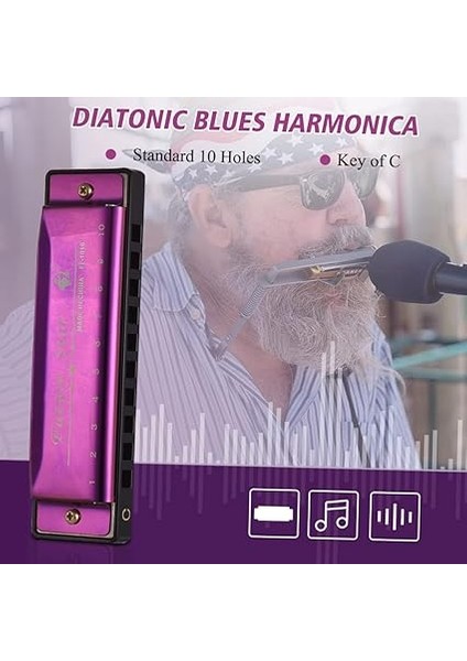 Anahtar C Diyatonik Mızıka Mouthorgan Abs Sazlık Ayna Yüzey Tasarım ile 10 Delik Blues Mızıka Başlayanlar Için Mükemmel Profesyonel Öğrenciler Çocuk Mor fırsatları