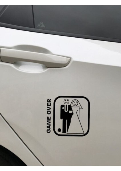 Game Over Evli Çift Oto Özel Yeni Sticker 2 Adet 17*16 cm