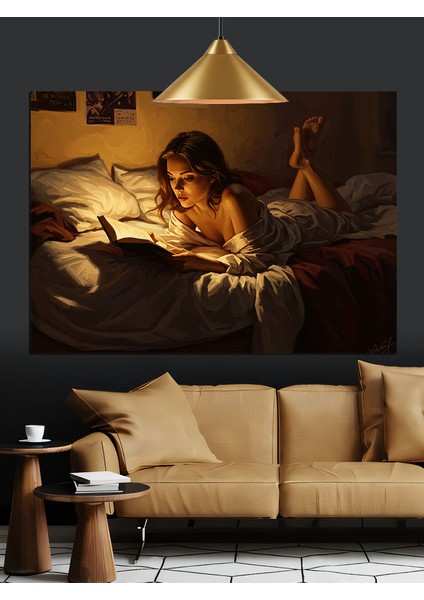 Kitap Okuyan Kadın Huzur Dekoratif Kanvas - Mdf Ahşap Tablo indirimleri