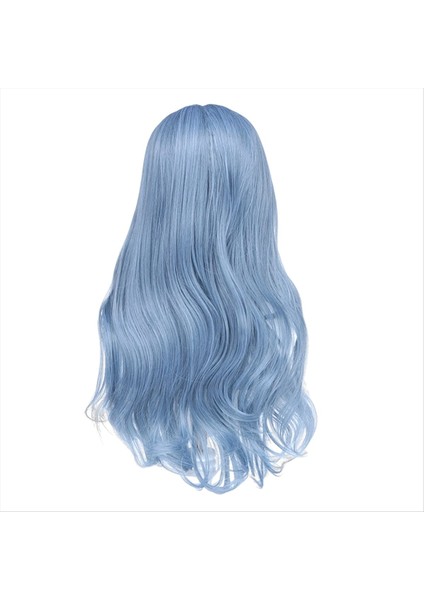Sentetik Peruklar Dalgalı Karışık Pus Mavisi Uzun Peruk Kadınlar Için Isı Fiber Saç Cosplay Peruk Patlama ile (Yurt Dışından)