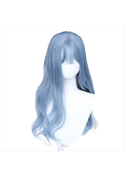 Sentetik Peruklar Dalgalı Karışık Pus Mavisi Uzun Peruk Kadınlar Için Isı Fiber Saç Cosplay Peruk Patlama ile (Yurt Dışından) fiyatları