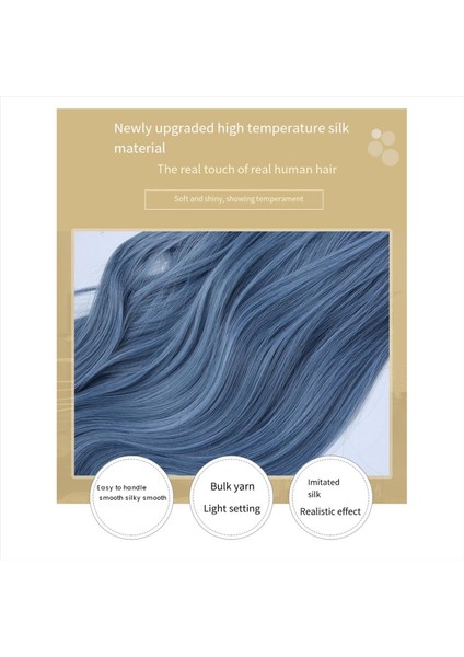 Sentetik Peruklar Dalgalı Karışık Pus Mavisi Uzun Peruk Kadınlar Için Isı Fiber Saç Cosplay Peruk Patlama ile (Yurt Dışından) indirimleri