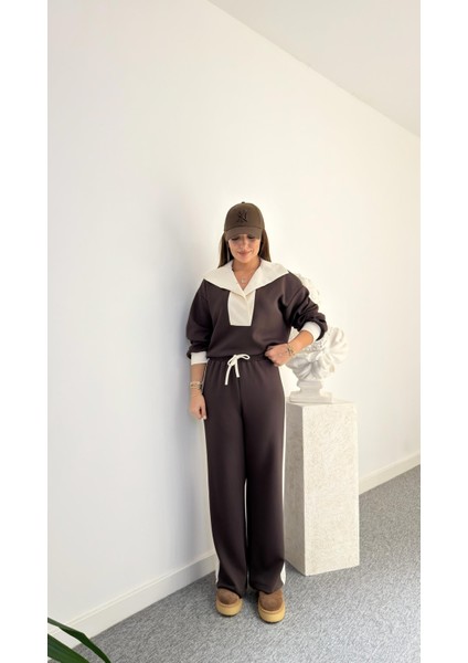 Keyymod Kadın Premium Kalite Geniş Yaka Bol Kalıp Alt-Üst Pantolonlu Modal Ikili Takım modelleri