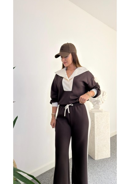 Keyymod Kadın Premium Kalite Geniş Yaka Bol Kalıp Alt-Üst Pantolonlu Modal Ikili Takım fırsatları