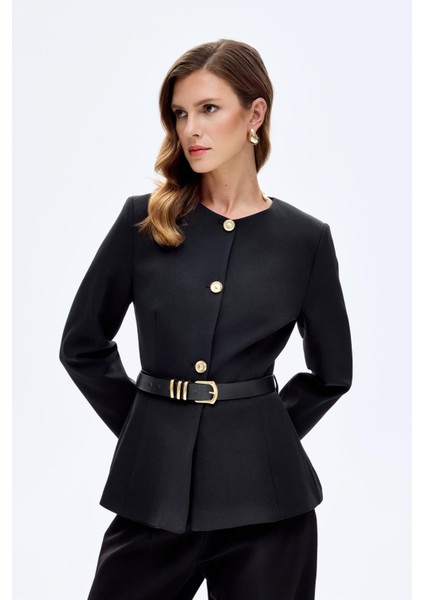 Kemer Detaylı Ceket CKT00922 Siyah