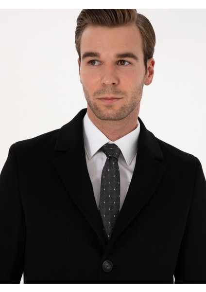 Erkek Siyah Ex Slim Fit Yün Karışımlı Palto 50314593-VR046 fiyatları