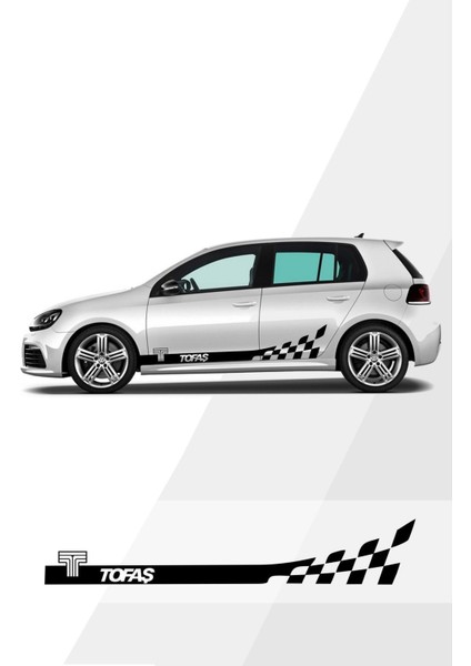 Tofaş Damalı Yan Şerit Sağ Sol 2 Adet Siyah