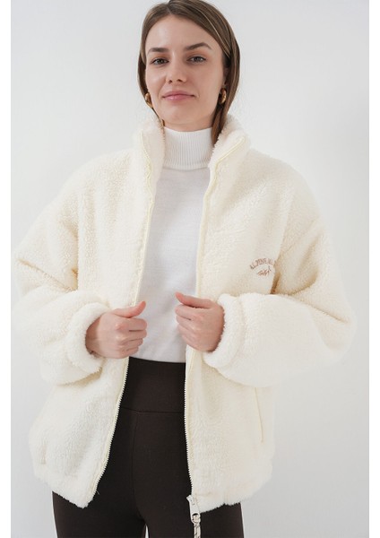 Peluş Kadın Mont 5212 Ekru