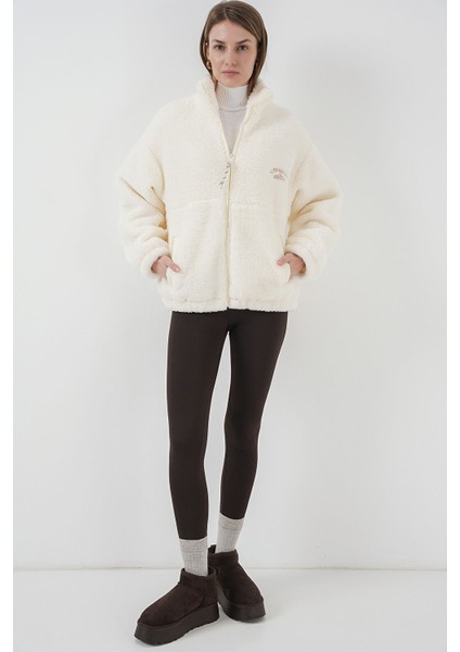 Peluş Kadın Mont 5212 Ekru indirimleri