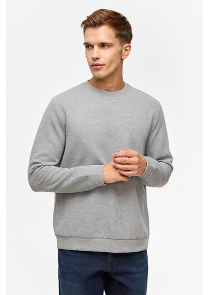 O Yaka Waffle Erkek Sweat SW2013700005 Gri