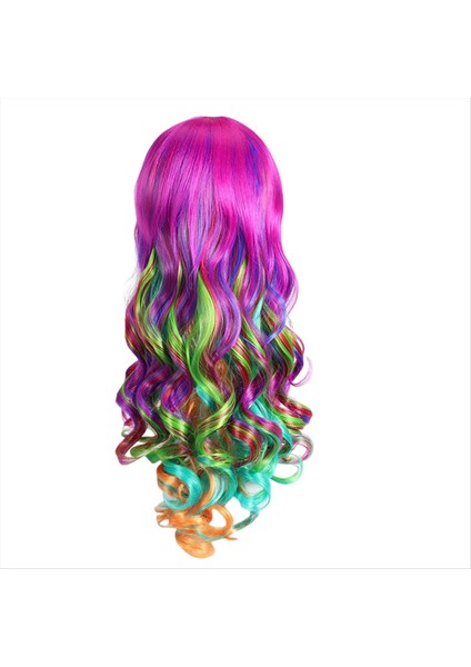 Renkli Uzun Kıvırcık Saç Peruk Anime Cosplay Peruk Kadın Avrupa ve Amerikan Zarif Moda Bayan Peruk (Yurt Dışından) fırsatları