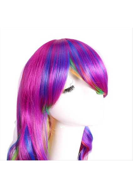 Renkli Uzun Kıvırcık Saç Peruk Anime Cosplay Peruk Kadın Avrupa ve Amerikan Zarif Moda Bayan Peruk (Yurt Dışından) indirimleri