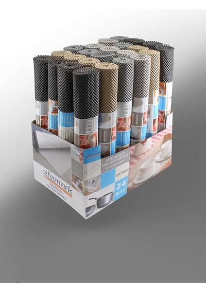 Mark Anti - Slip Mat 45 x 150 cm Örme Desen Leke Tutmaz Halı Kaydırmaz, Antrasit modelleri