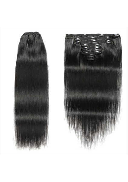 14 Inç Klip Uzantılarda Insan Saçı Klips Düz Saç Uzantıları Dikişsiz Cilt Atkı Klipsli Saç Parçaları (Yurt Dışından)