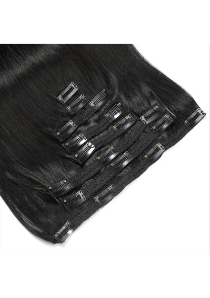 14 Inç Klip Uzantılarda Insan Saçı Klips Düz Saç Uzantıları Dikişsiz Cilt Atkı Klipsli Saç Parçaları (Yurt Dışından) modelleri