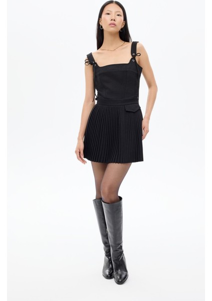 Pileli Kadın Etek ETK01102 Siyah