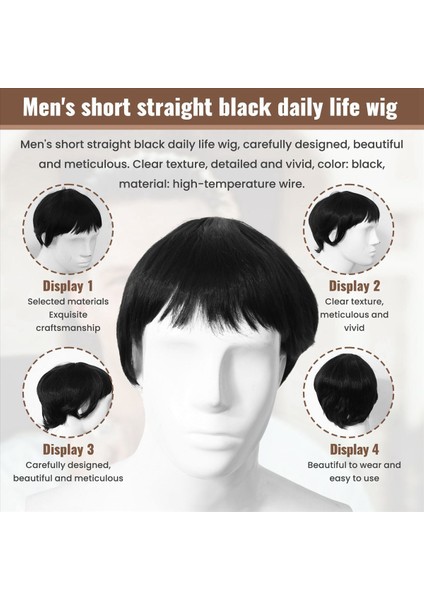 Erkek Kısa Düz Siyah Günlük Hayat Tam Peruk (Yurt Dışından) indirimleri