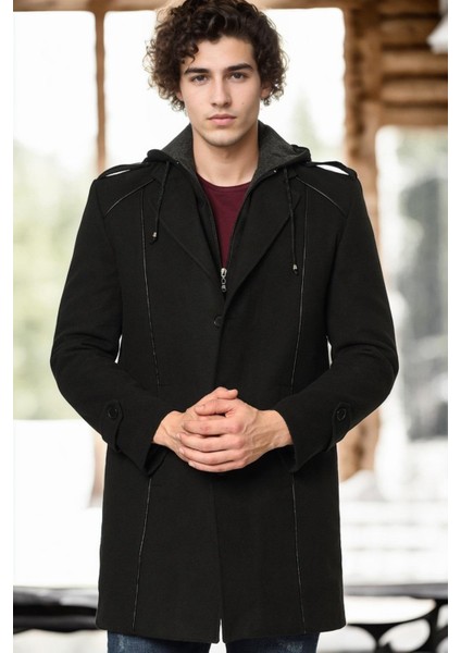 PLT9334 Dewberry Erkek Palto-Siyah
