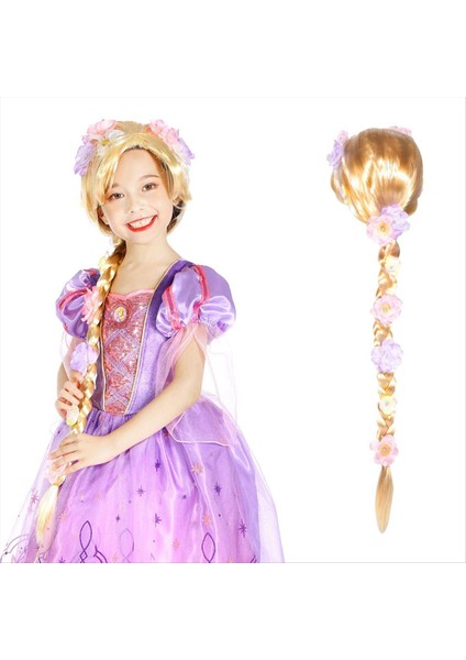 Büyülü Rapunzel Büyük Örgü Peruk Rapunzel Prenses Peruk ile Çiçek Peruk Kızlar Için Performans Çocuklar Cos Parti (Yurt Dışından)