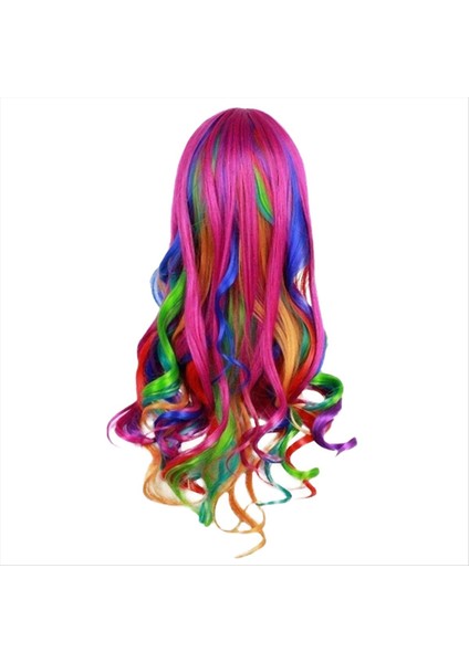 Lady Rainbow Uzun Kıvırcık Peruk Moda Cosplay Kostüm Saç Anime Full Wavy Party Wig 70CM (Yurt Dışından) modelleri