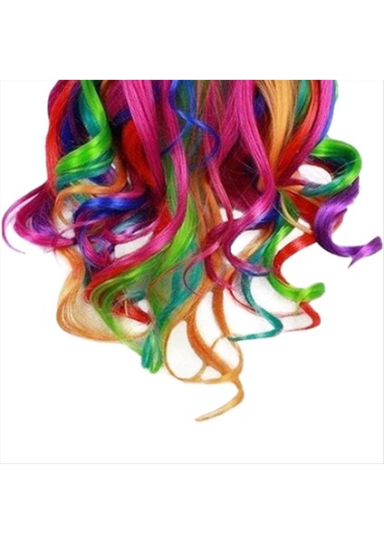 Lady Rainbow Uzun Kıvırcık Peruk Moda Cosplay Kostüm Saç Anime Full Wavy Party Wig 70CM (Yurt Dışından) indirimleri