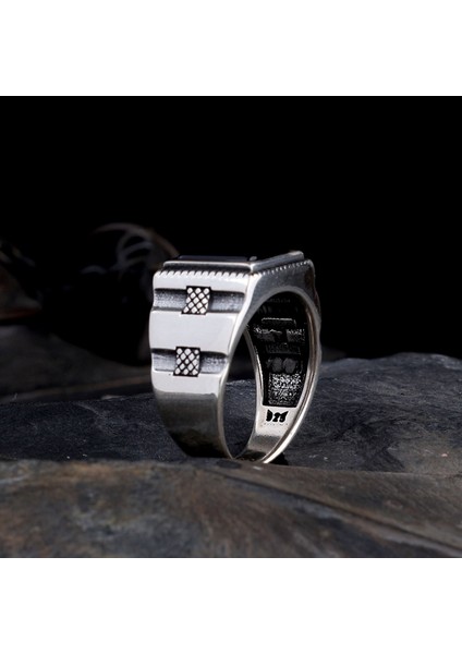 925 Ayar Gümüş Onix Taşlı Model Erkek Yüzük fiyatları
