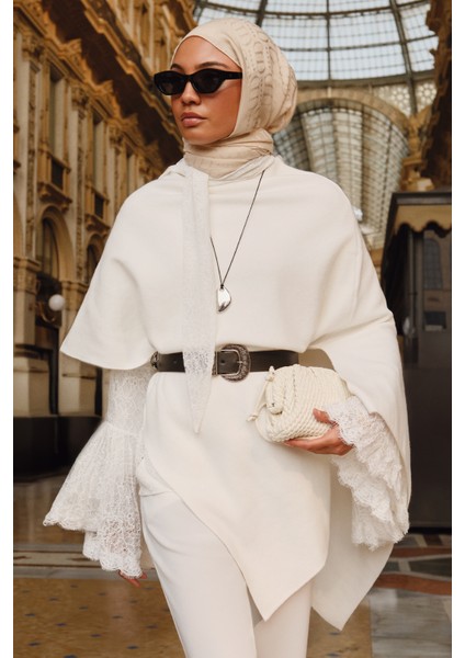 Robe Asimetrik Triko Kap Ekru